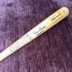 ERNIE BANKS (Cubs) Signed Engraved LOUISVILLE SLUGGER BAT Beckett w/ HOF Inscr - Picture 1 of 8