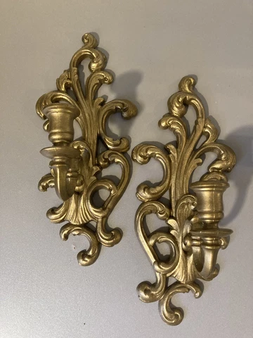 Hollywood Regency Gold Scroll Wall Sconce Set 21” TMC Canada Cover
