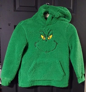 Felpa con cappuccio Dr. Seuss ragazzo Grinch Face finto sherpa s 6-7 - Foto 1 di 4