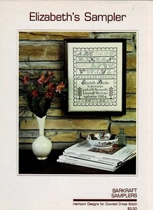 ELIZABETH'S SAMPLER-CROSS STITCH CHART-OOP-VINTAGE-BARKRAFT SAMPLERS-1984 - Picture 1 of 1