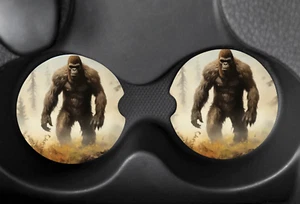 Big Foot Set of 2 Car Coasters Handmade - Picture 1 of 1