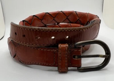 Cinturón trenzado tejido marrón vintage para mujer talla 36/90 cuero de vaca genuino Foto 1 de 4