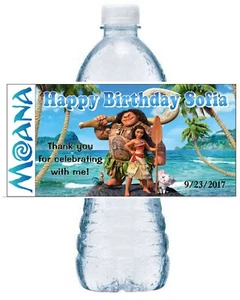 20 ~ ETIQUETAS BOTELLAS DE AGUA FAVORES FIESTA CUMPLEAÑOS MOANA - Imagen 1 de 1