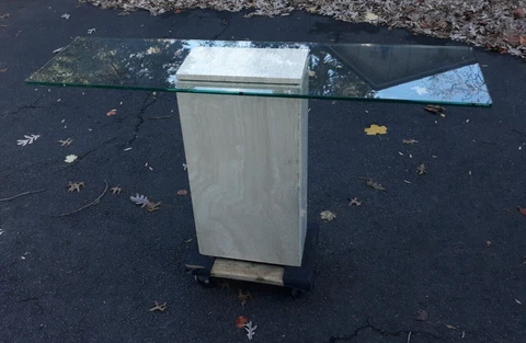 Mid Century Modern Marble and Glass Console Table Cover