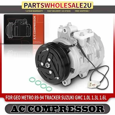 AC Compressor w/ Clutch for Chevrolet Sprint Geo GMC Tracker Suzuki Samurai X-90 - Image 1 of 4