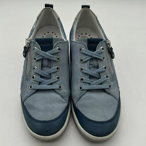 Mobils Trudie All Leather Sneakers Women’s Blue Denim Mephisto US Size 6.5 - Picture 1 of 19
