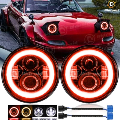 Par de faros LED redondos de 7" para camioneta Dodge D100 D150 D200 D300 Dart Ramcharger Foto 1 de 4