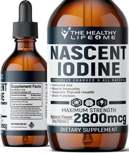 Nascent Iodine Supplement 400 Servings,Vegan 2800 mcg,Thyroid Health Energy 2 oz - Picture 1 of 8
