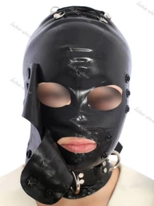 181b Latex Rubber Gummi blindfold Mask Hood lace up belt D-ring customized 0.7mm - Picture 1 of 6