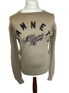 HAMNETT Green Wool Mix Jumper Size Medium 90s Y2k Racing - Picture 1 of 12