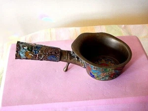 FERRO DI SETA CINESE in ottone smaltato colorato vintage - Foto 1 di 3