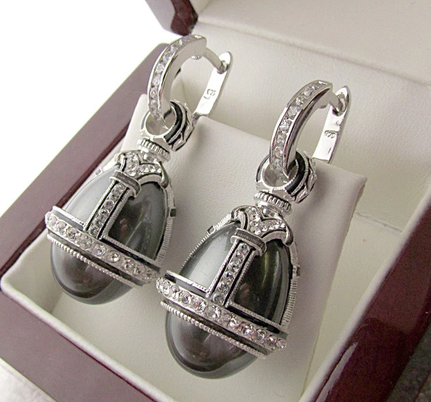 SALE ! FASCINATING EARRINGS handmade of STERLING SILVER 925 BLACK PEARL - Image 1 of 1