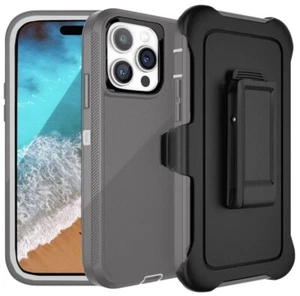 Funda para iPhone 14/Plus/Pro/Pro Max/Defender con clip de cinturón gris - Imagen 1 de 4