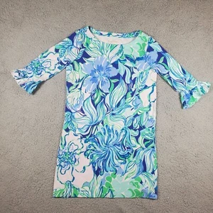 Lilly Pulitzer Mini Sophie Ruffle Dress Girls Large 8-10 Party Thyme Blue UPF 50 - Picture 1 of 8
