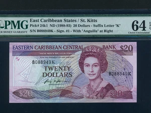 Estados del Caribe Oriental: P-21k1,20$,1988-93* Reina Isabel II * PMG Ch.UNC 64 EPQ - Imagen 1 de 2