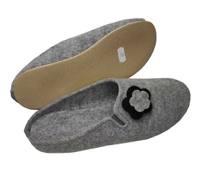 Damen Hausschuhe Warm Gefüttert Schuhe aus Filz Pantoletten Grau 36-42 Winter - Bild 1 von 3