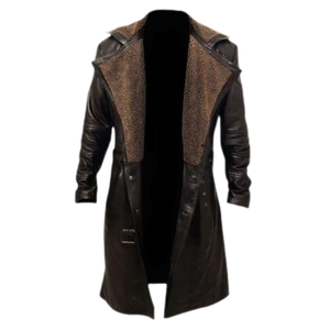 Brody Herren Leder Trenchcoat mit Kunstfellfutter braun - Bild 1 von 2