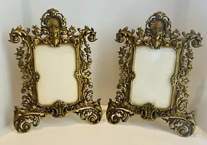 Antique Pair Rococo Gilt Bronze Victorian Ornate Large Gold Picture Frames - Picture 1 of 5