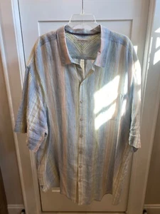 Tommy Bahama Men’s 4XT Multicolor Button Up SS Striped Shirt 100% Linen - Picture 1 of 5
