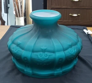Matte Teal & White Cased Aladdin Lamp Shade 9 3/4" Fitter GS00014 - Picture 1 of 6