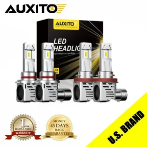 AUXITO LED Headlight Bulb High Low Beam Xenon White Noiseless 9005 H11 White 4PC - Picture 1 of 8