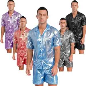 Para Hombres Brillante Transparente Camisas Prendas para el torso Pantalones Cortos Conjuntos Festival de Música Halloween - Imagen 1 de 73