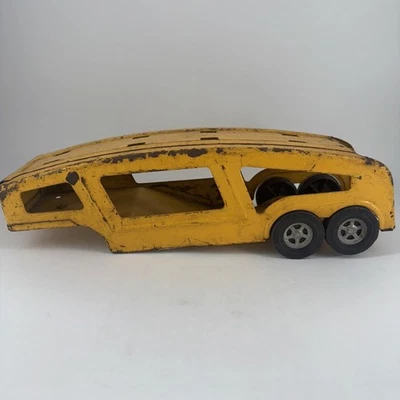 Vintage Structo Car Transporter Semi Yellow Pressed Steel Trailer 16”L x 4.5”W - Image 1 of 4