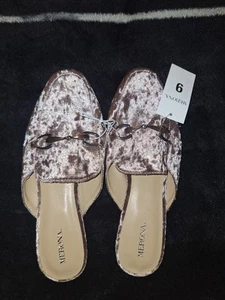 Flache Damen-Pantoletten rosa Samt Merona Größe 9 fällt klein aus - Bild 1 von 3