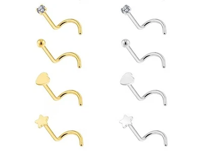 Титановый 20G нос гвоздики кольцо CZ/шар/сердце/звезда штопор нос пирсинг тела - Изображение 1 из 4