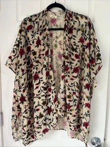 Kori America Top Camicia Cardigan Kimono Donna Taglia Small Media Velluto Floreale - Foto 1 di 15