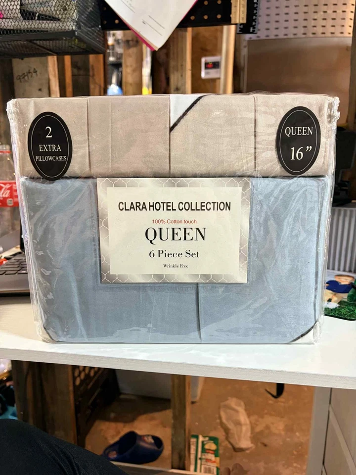 CLARA HOTEL COLLECTION 6 PIECES QUEEN SHEET SET WRINKLE FREE 100% COTTON TOUCH - Image 1 of 2