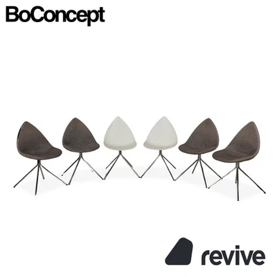 Ensemble De 6 Chaises BoConcept Ottawa En Tissu Gris Blanc - Photo 1/4