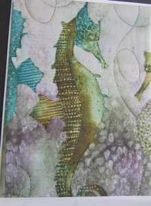 Truly McKenna Ryan Sea Breeze SEAHORSE Fabric Art Print Quilt Panel SEA02-P New - Foto 1 di 4