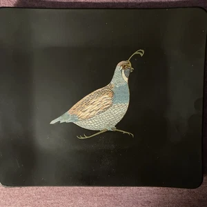 Mid Century Modern Couroc Monterey California Quail Inlay Snack Plate 7 X 6” VTG - Picture 1 of 7