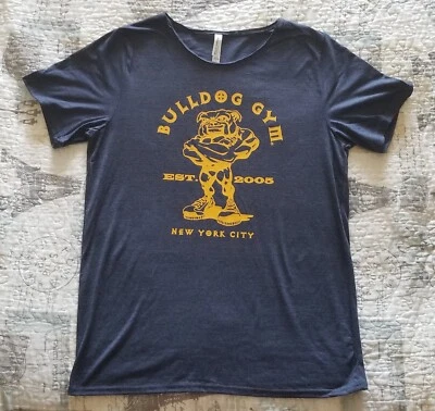 Bulldog Gimnasio Ciudad de Nueva York Cuello Crudo Bella Lona Brezo Azul Marino Camiseta NUEVA M L XL Foto 1 de 3