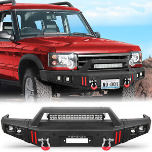 Front Bumper W/Winch Plate & LED Lights For 1999-2004 Land Rover Discovery 2 II