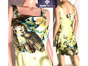 Bold Tropical Hawaiian Floral Print Sleeveless Summer Day Dress RONNIE NICOLE~6 - Picture 1 of 9