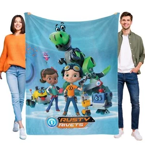 Rusty Rivets Blanket Flannel Throw for Bed Sofa Couch Cozy Lightweigh for Kids - Picture 1 of 11