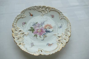 Cuenco de pastelería Nymphenburg con decoración floral, borde dorado, trabajo innovador decorativo - Imagen 1 de 10