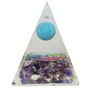 Esfera de Amatista y Pirámide Turquesa Meditación Cristal Sanación Protección Energía - Imagen 1 de 5