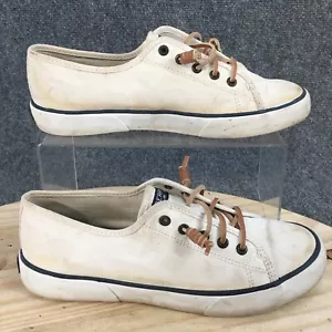 Sperry Top Sider Shoes Womens 8 M Seacoast Casual Sneakers White Fabric Lace Up - Picture 1 of 11