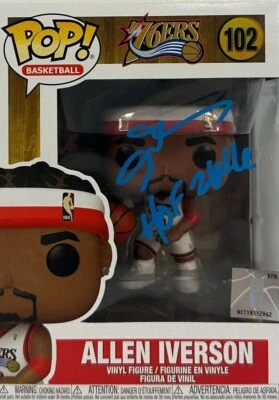 Allen Iverson inscribed autographed signed funko pop #102 Philadelphia 76ers JSA - Image 1 of 3