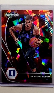 2021 2021-22 Panini Prizm Draft Picks Red Cracked Ice #61 Jayson Tatum Duke - Picture 1 of 2