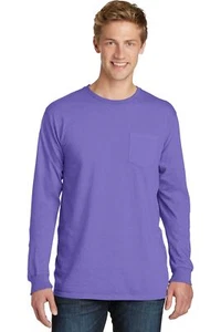 Port & Company PC099LSP Men's Pigment-Dyed Long Sleeve Pocket Tee Top T-Shirt - Picture 1 of 22