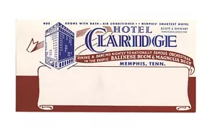 Vintage Hotel Etichetta Bagagli Indirizzo HOTEL CLARIDGE Memphis TN - Foto 1 di 2