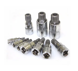 10pc XZN 12 Point MM Triple Square Spline Bit Socket Set Tamper Proof New Case - Picture 1 of 2