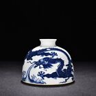 4.7" China Old Antique Qing Dynasty Qianlong Mark Porcelain Seawater Dragon Vase