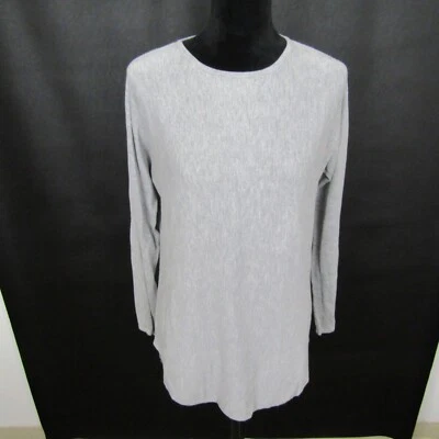 Joan Vass Suéter Camisa Top Blusa Pullover Túnica Cuello Redondo Mujer S Gris Carrera Foto 1 de 4
