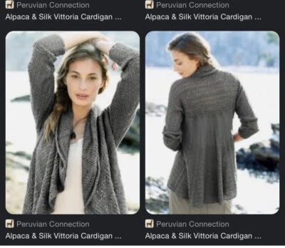 Cardigã Feminino Peruano Connection Alpaca Seda Vittoria Cinza Médio Incrível - Imagem 1 de 4