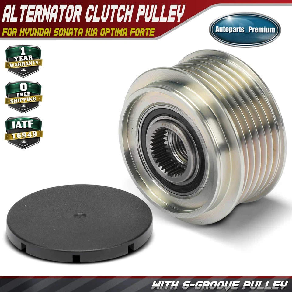 Polea embrague alternador para Hyundai Sonata Kia Optima Forte 6 ranuras en el sentido de las agujas del reloj Foto 1 de 4